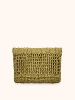 MAXI POCHETTE ME FUI IN RAFIA TINTA UNITA VERDE - immagine 3