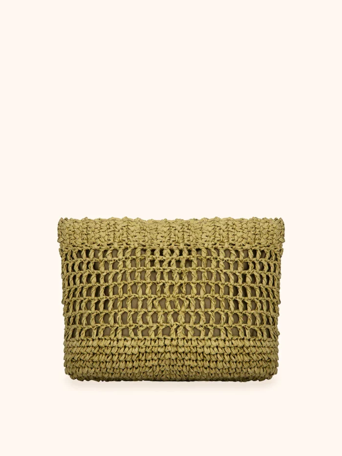 MAXI POCHETTE ME FUI IN RAFIA TINTA UNITA VERDE - immagine 3