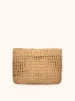 MAXI POCHETTE ME FUI IN RAFIA TINTA UNITA BEIGE NATURALE - immagine 2