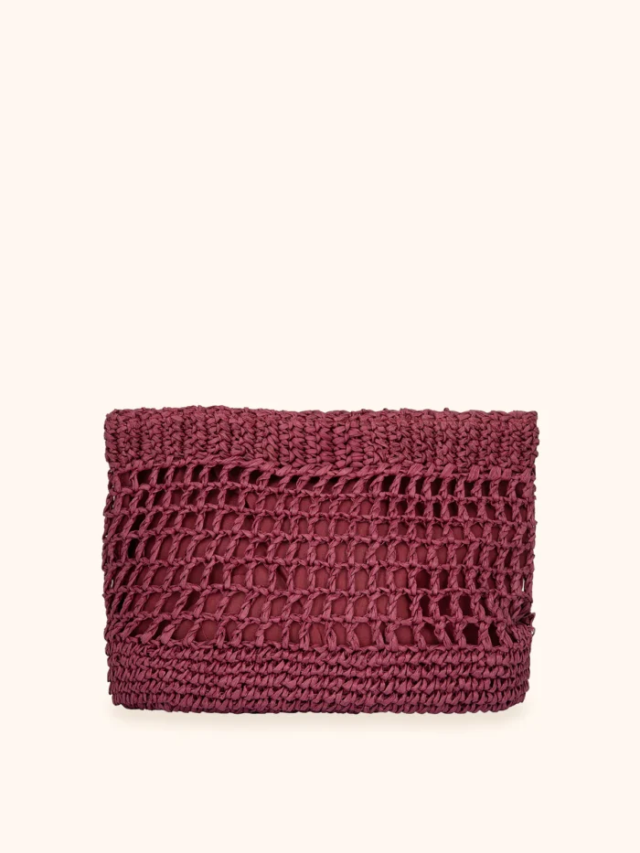 MAXI POCHETTE ME FUI IN RAFIA TINTA UNITA COLOR BORDEAUX - immagine 3