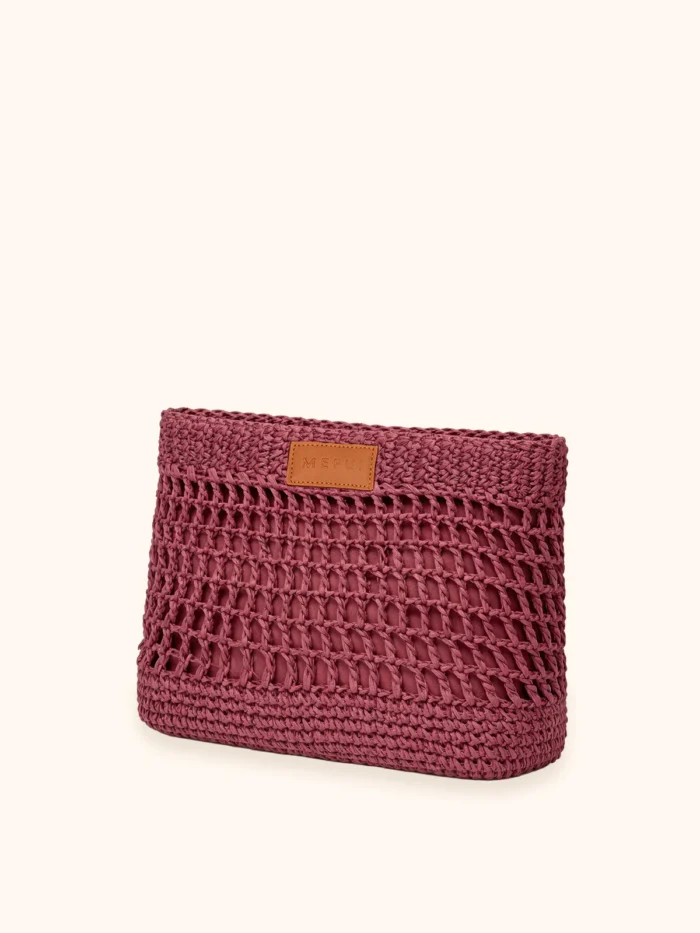 MAXI POCHETTE ME FUI IN RAFIA TINTA UNITA COLOR BORDEAUX - immagine 2