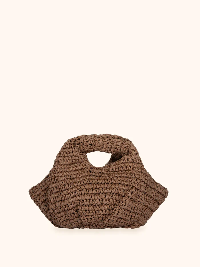 MINI BORSA ME FUI IN RAFIA MARRONE A FORMA DI TORTELLINO - immagine 3