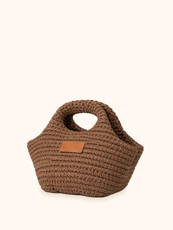 MINI BORSA ME FUI IN RAFIA MARRONE A FORMA DI TORTELLINO - immagine 2