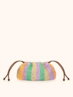 MAXI POCHETTE ME FUI A CARAMELLA IN RAFIA A RIGHE BEIGE, LILLA, VERDE E ARANCIO - immagine 3
