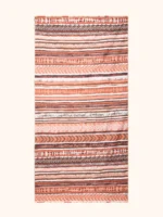 TELO MARE ME FUI IN MICROFIBRA DIMENSIONI 90X180 CON STAMPA TRIBALE BEIGE, ROSSO E MARRONE