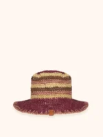 CAPPELLO ME FUI IN RAFIA NEI COLORI BORDEAUX, MARRONE E NATURALE - immagine 2