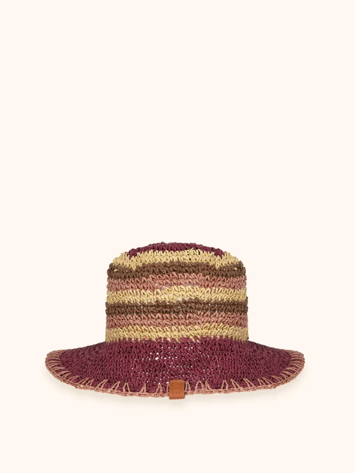 CAPPELLO ME FUI IN RAFIA NEI COLORI BORDEAUX, MARRONE E NATURALE - immagine 2