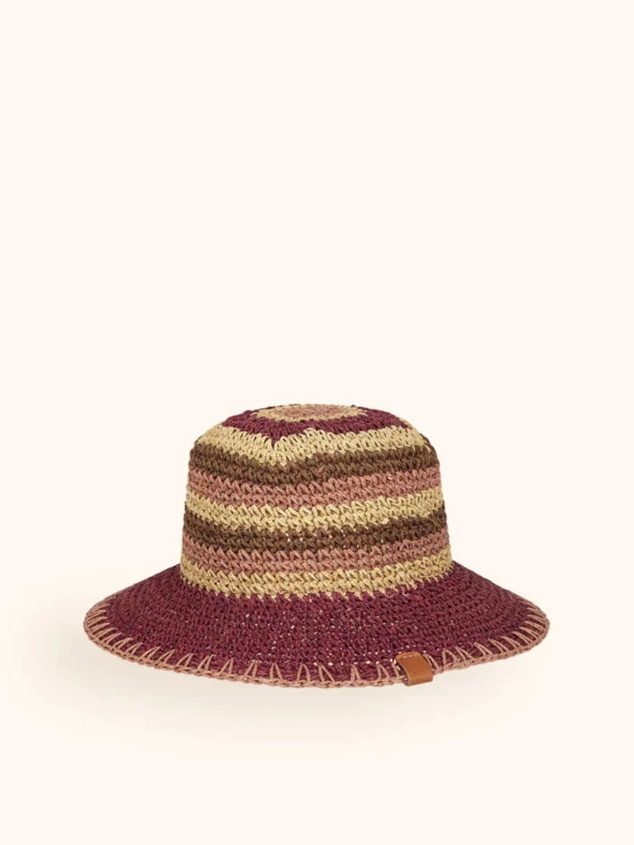 CAPPELLO ME FUI IN RAFIA NEI COLORI BORDEAUX, MARRONE E NATURALE - immagine 3