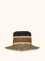 CAPPELLO ME FUI IN RAFIA NEI COLORI MARRONE, NERO E NATURALE - immagine 2