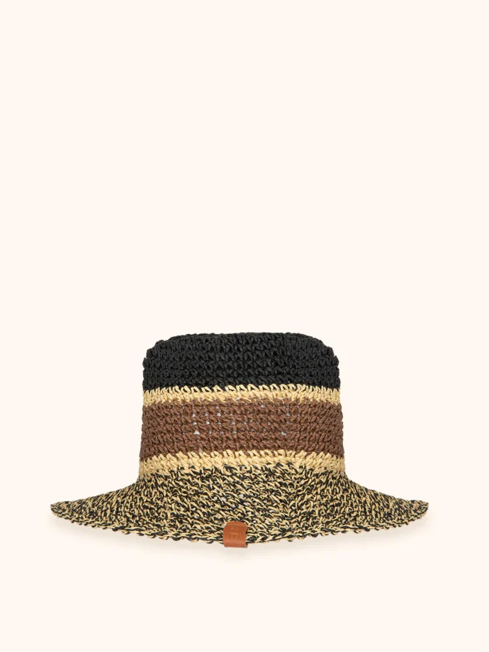 CAPPELLO ME FUI IN RAFIA NEI COLORI MARRONE, NERO E NATURALE - immagine 2