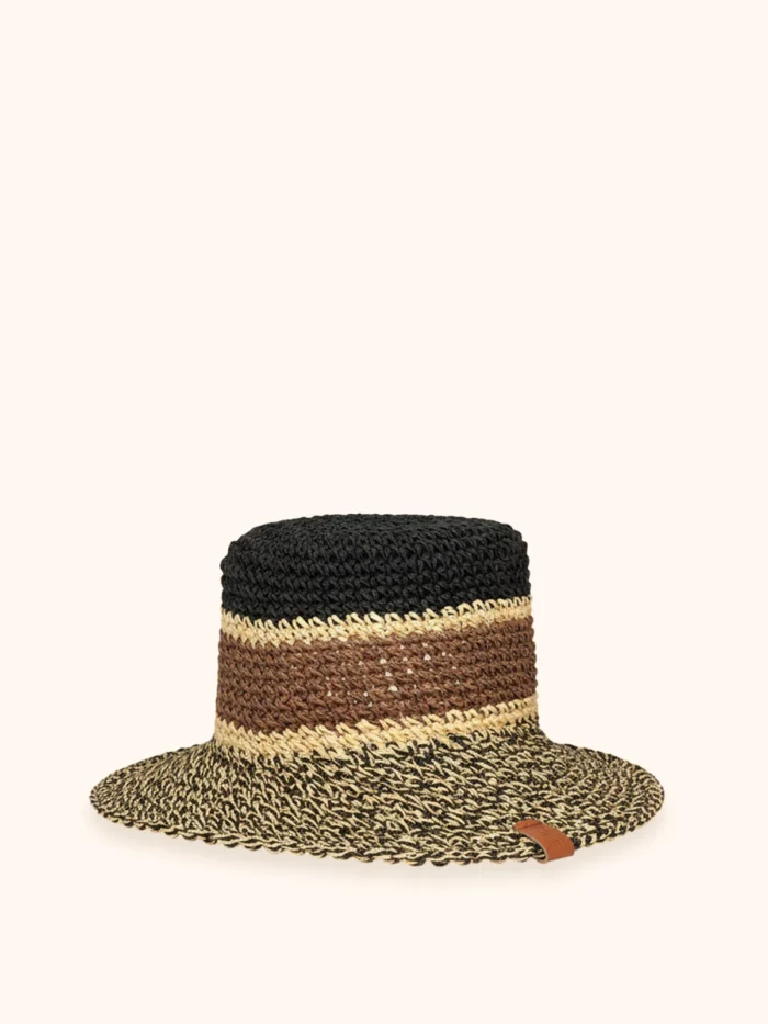CAPPELLO ME FUI IN RAFIA NEI COLORI MARRONE, NERO E NATURALE - immagine 3