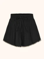 SHORT DONNA ME FUI DELLA COLLEZIONE ESTATE 2026. IN COTONE NERO CON ORLO RICAMATO PANNA
