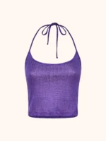 TOP CORTO DONNA ME FUI IN TESSUTO TRAFORATO COLOR VIOLA - immagine 2