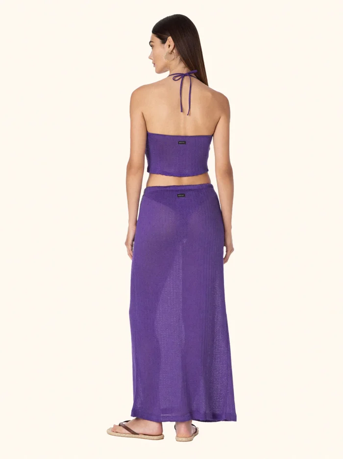 TOP CORTO DONNA ME FUI IN TESSUTO TRAFORATO COLOR VIOLA - immagine 3