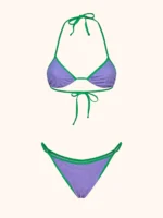 COSTUME DONNA ME FUI TRIANGOLO TESSUTO A COSTINE LILLA CON PROFILI VERDI - immagine 3