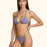 TRIANGOLO IN TESSUTO A COSTINE LILLA CON PROFILI VERDI