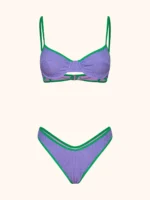 COSTUME DONNA ME FUI BALCONCINO CON FERRETTO, TESSUTO A COSTINE LILLA CON PRFILI VERDI - immagine 3