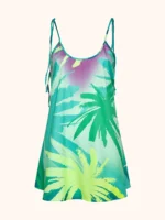 VESTITINO CORTO DONNA ME FUI CON BRETELLINA REGOLABILE E SCOLLO SULLA SCHIENA FANTASIA AZZURRA E VERDE - immagine 3