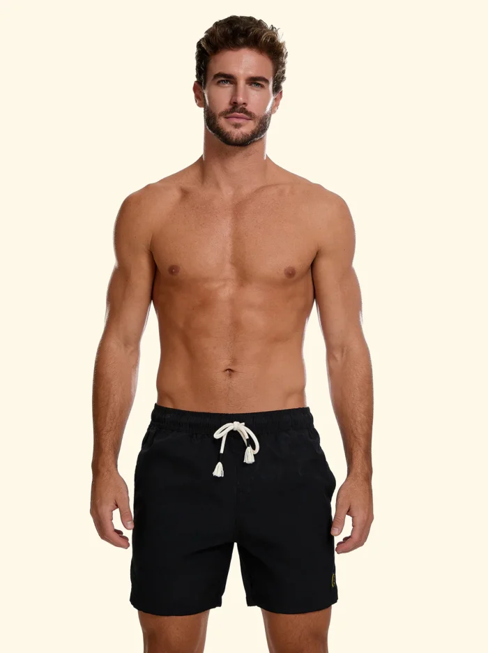 COSTUME UOMO EFFEK DELLA STAGIONE ESTATE 2026. PANTALONCINO A TINTA UNITA NERO