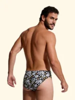 COSTUME UOMO EFFEK SLIP A FANTASIA FIORI BEIGE SU BASE NERA - immagine 2