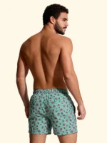 COSTUME UOMO EFFEK PANTALONCINO A RIGHINE BIANCHE E VERDI CON TARTARUGHINE FUCSIA - immagine 2