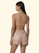 SHORT DONNA EFFEK IN LUREX BASE BEIGE CHIARO CON FANTASIA MARRONE E ARANCIO - immagine 3