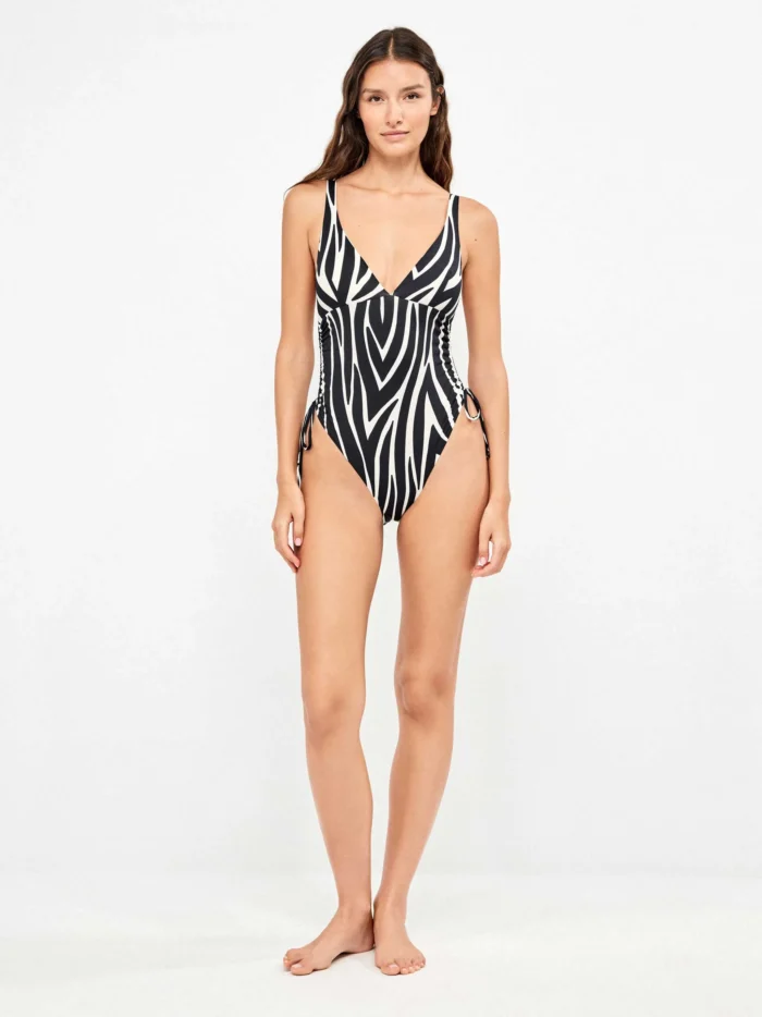 COSTUME DONNA GISELA INTERO ZEBRATO CON ARRICCIO LATERALE - immagine 2