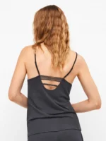 PIGIAMA DONNA GISELA SHORT E CANOTTA NERA CON PIZZO - immagine 4