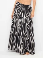 GONNA LUNGA GISELA IN VISCOSA A FALDE FANTASIA ZEBRATA - immagine 2