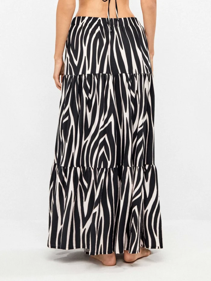 GONNA LUNGA GISELA IN VISCOSA A FALDE FANTASIA ZEBRATA - immagine 3