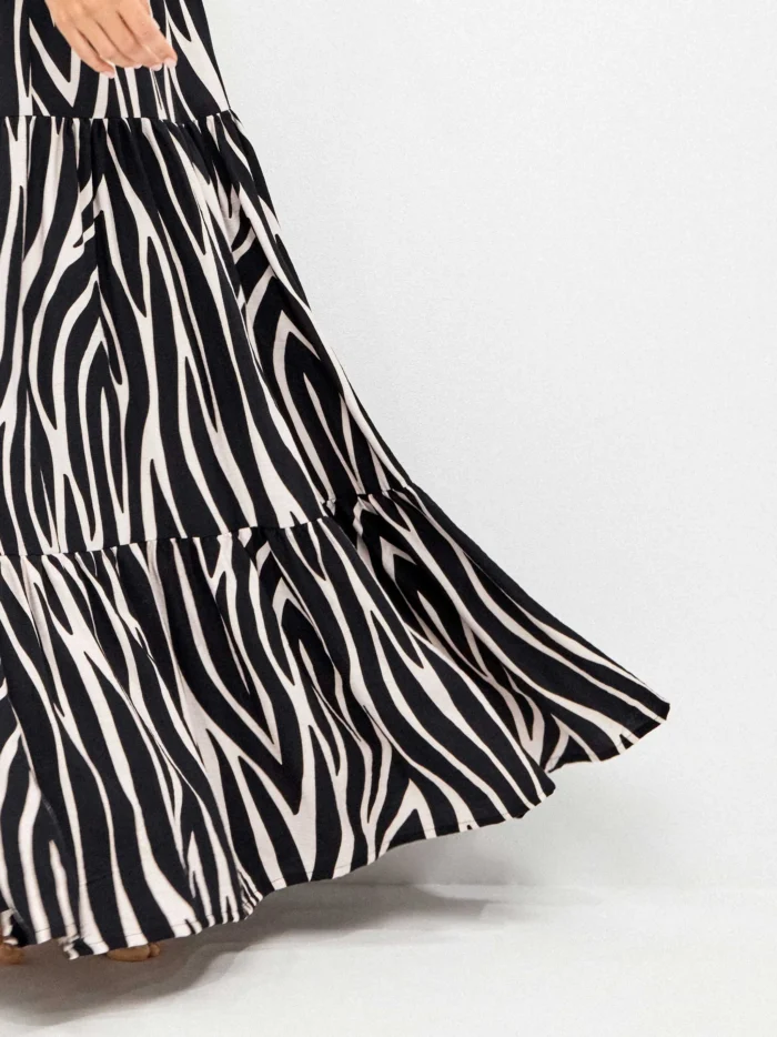 GONNA LUNGA GISELA IN VISCOSA A FALDE FANTASIA ZEBRATA - immagine 5