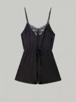 PIGIAMA DONNA TUTINA NERA CON LEGGERO PIZZO - immagine 6