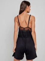 PIGIAMA DONNA TUTINA NERA CON LEGGERO PIZZO - immagine 3