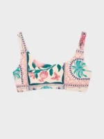 COSTUME DONNA GISELA TOP E SLIP FANTASIA FOGLIE VERSI SU BASE BOIANCA E ROSA - immagine 5