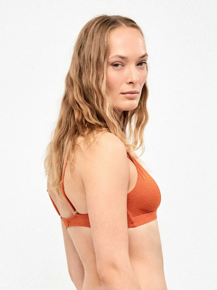 COSTUME DONNA GISELA A TOP E SLIP REGOLARE TESSUTO PIQUET ARANCIO CON LUREX ORO - immagine 4