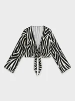 TOP CORTO CON NODO GISELA IN VISCOSA FANTASIA ZEBRATA - immagine 6