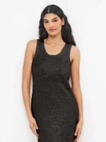 ABITO A CANOTTA GISELA LUNGO NERO TRAFORATO CON SPACCHI LATERALI - immagine 2