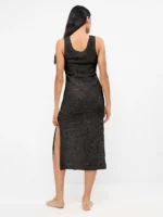 ABITO A CANOTTA GISELA LUNGO NERO TRAFORATO CON SPACCHI LATERALI - immagine 3