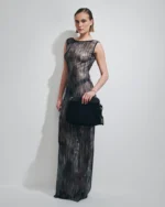 POCHETTE DONNA MATINEE DELLA COLLEZIONE ESTATE 2026. IN RETE FODERATA NEL COLORE NERO