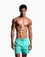COSTUME UOMO EMPORIO ARMANI PANTALONCINO MODELLO CLASSICO TINTA UNITA COLOR VERDE ACQUA - immagine 2