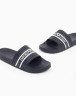 CIABATTA EMPORIO ARMANI UOMO BLU CON FASCIA BIANCA LOGATA - immagine 2