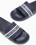 CIABATTA EMPORIO ARMANI UOMO BLU CON FASCIA BIANCA LOGATA - immagine 4