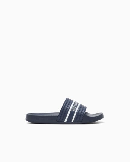 CIABATTA EMPORIO ARMANI UOMO DELLLA STAGIONE ESTATE 2026. BLU CON FASCIA BIANCA LOGATA