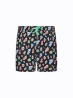 COSTUME BIMBO EFFEK A PANTALONCINO DELLA STAGIONE ESTATE 2026. FANTASIA BASE NERA CON TESCHI COLORATI