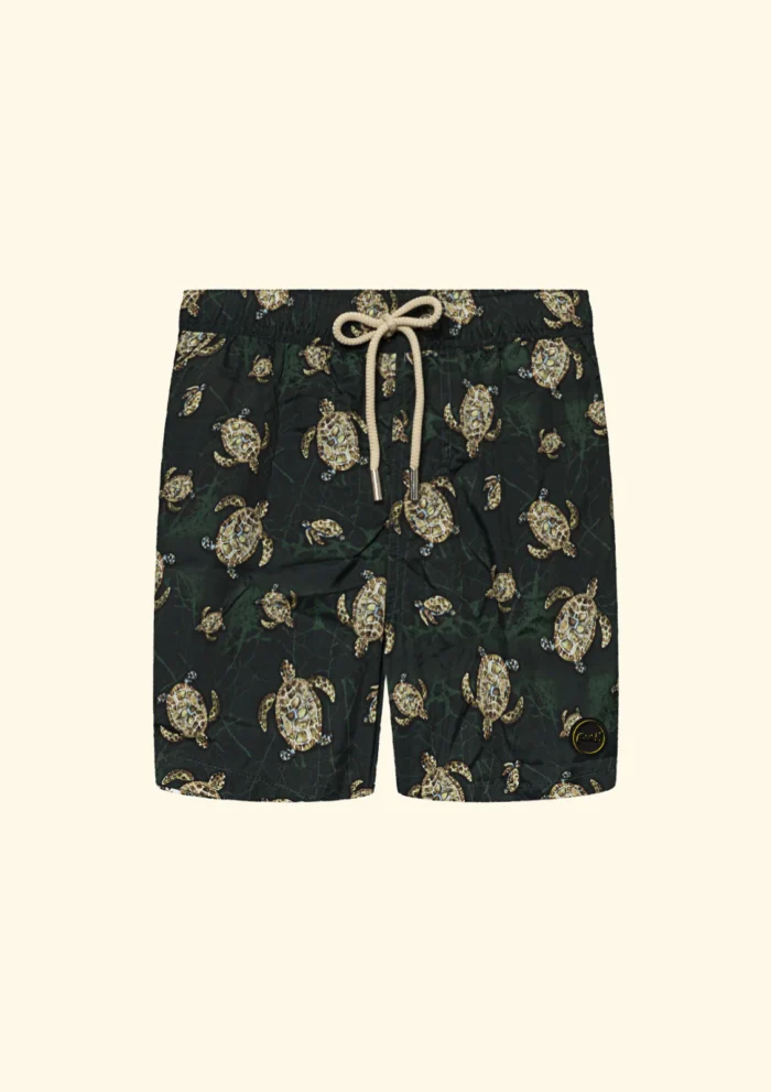 COSTUME UOMO EFFEK A PANTALONCINO BASE VERDE SCURA CON TARTARUGHE - immagine 2