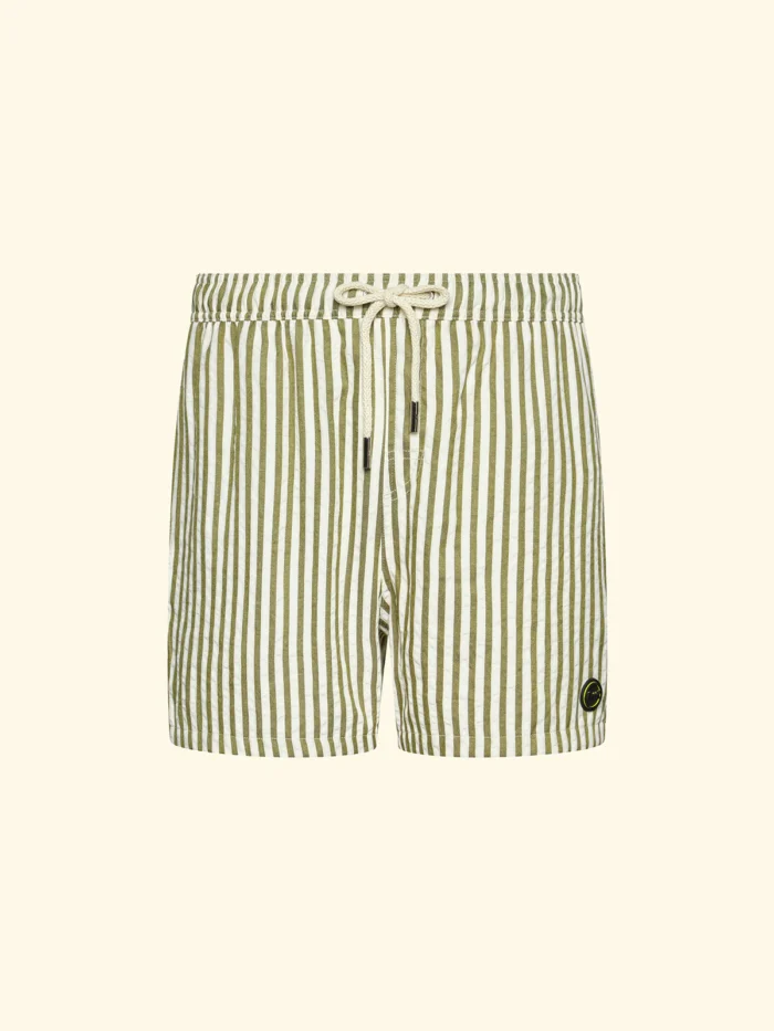 COSTUME UOMO EFFEK A PANTALONCINO CON COTONE A RIGHE PANNA E VERDI - immagine 3