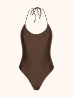 COSTUME DONNA ME FUI INTERO SEMPLICE TINTA UNITA MARRONE - immagine 3