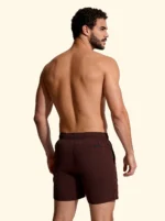 COSTUME UOMO EFFEK A PANTALONCINO TINTA UNITA LUCIDO COLOR MARRONE - immagine 2