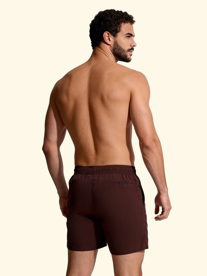 COSTUME UOMO EFFEK A PANTALONCINO TINTA UNITA LUCIDO COLOR MARRONE - immagine 2