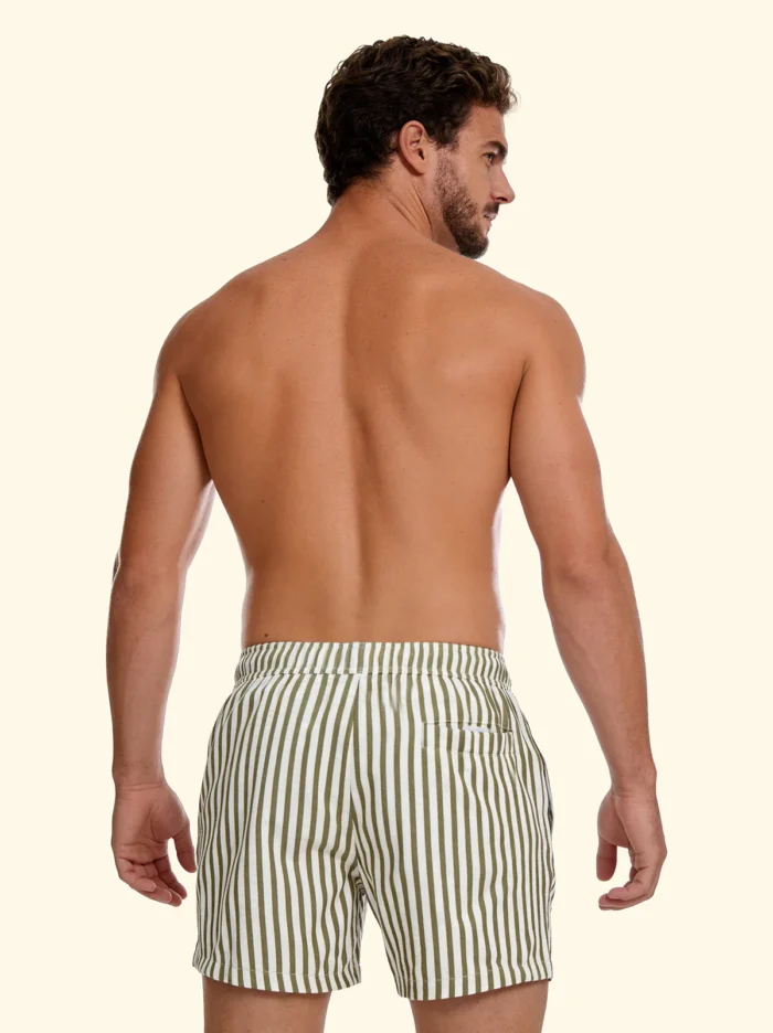 COSTUME UOMO EFFEK A PANTALONCINO CON COTONE A RIGHE PANNA E VERDI - immagine 2